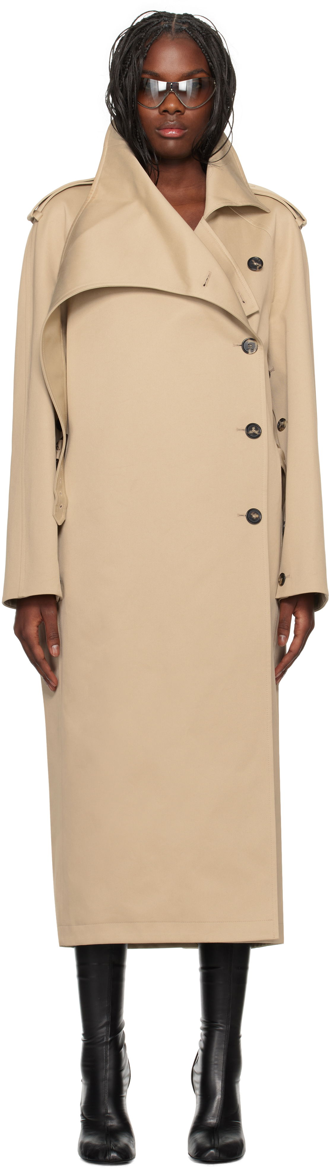 Trenčkot Courrèges Courrèges Long Oblique Trench Coat Béžová | 424CMA178CO0131, 0