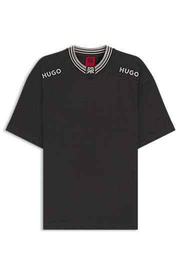 Tričko BOSS RB cotton T-shirt with tipping and logos Čierna | 50549604