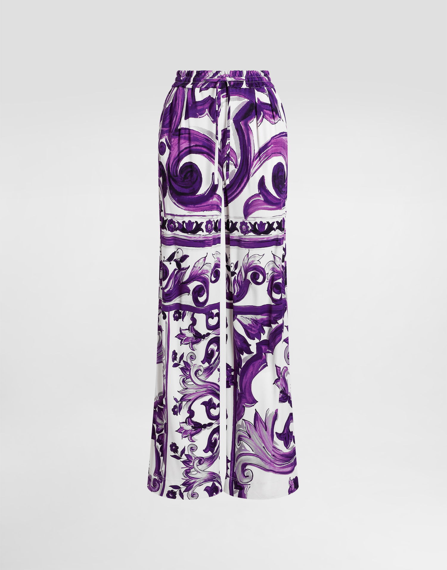 Nohavice Dolce & Gabbana Dolce & Gabbana Majolica-Print Wide-Leg Trousers Fialová | FTDBQTFS8C0IP3TN, 0