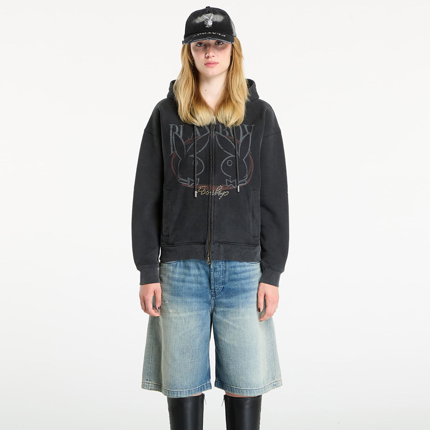 Mikina Footshop Playboy x FTSHP Zip-Up Hoodie UNISEX Black Čierna | FTSHP_519, 1