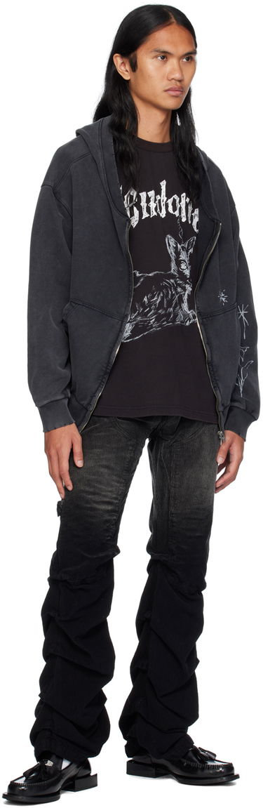 Mikina We11done We11done Wide Neck Graphic Zip Hoodie Čierna | WD-TJ2-24-845-U-BK, 3