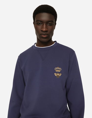 Mikina Dolce & Gabbana Cotton Jersey Sweatshirt With Embroidery Navy | G9ABJZHU7H9B0065, 3