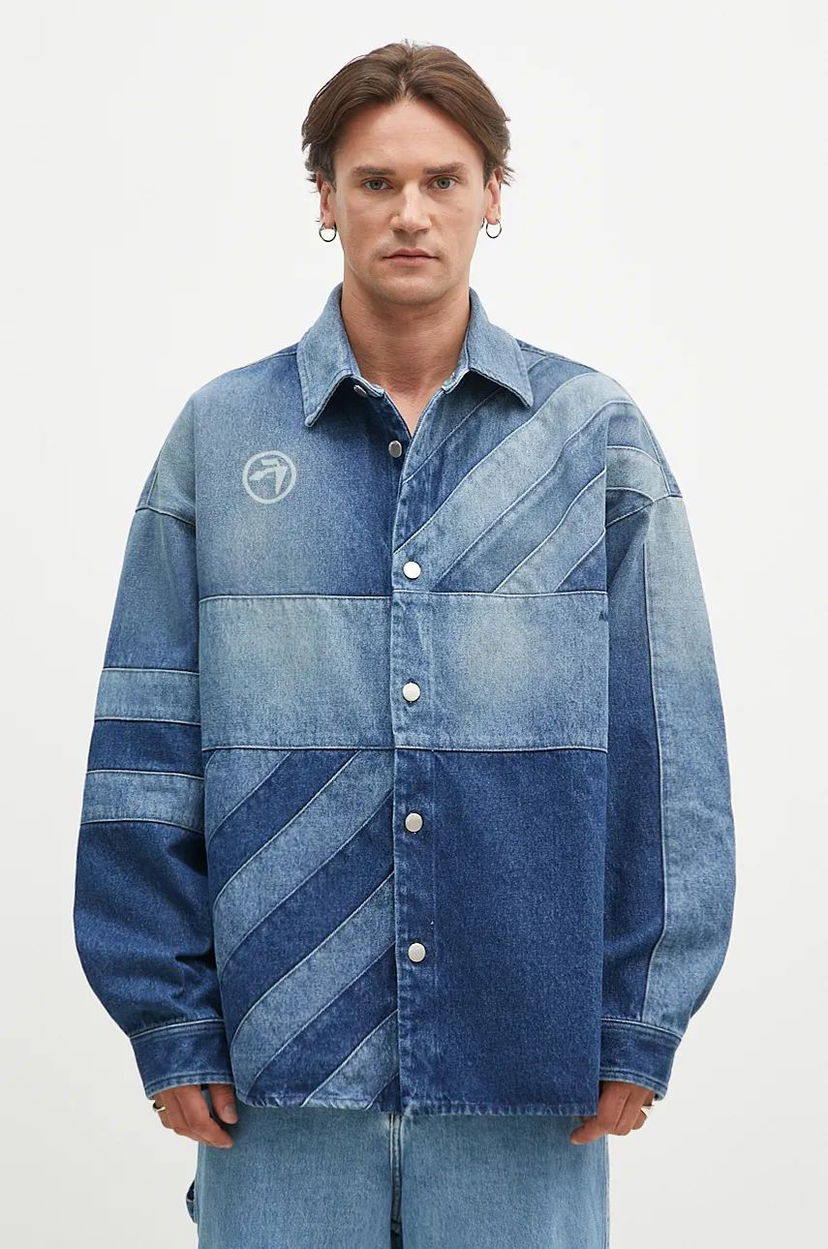 Košeľa Ambush Patchwork Denim Shirt Oversize Modrá | BMYD003F24DEN0014400