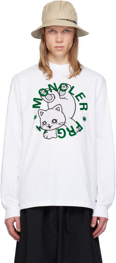 Sveter Moncler Moncler Genius x FRGMT Hiroshi Fujiwara Cartoon Logo Long Sleeve T-Shirt Biela | K109U8D00001M3265, 0