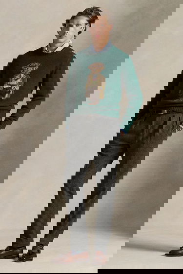 Sveter Polo by Ralph Lauren Wool Crewneck Heritage Bear Sweater Zelené | 710978308, 2