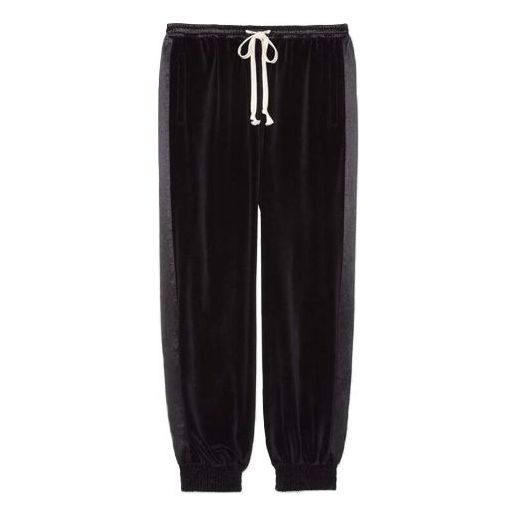 Tepláky Gucci Side-Stripe Velvet Sweatpants Čierna | 595535-XJBTF-1082