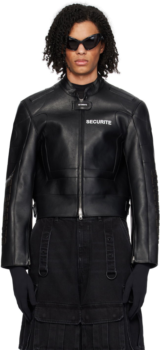 Bunda VETEMENTS Securite Motorcross Leather Jacket Čierna | UE64JA910B, 0