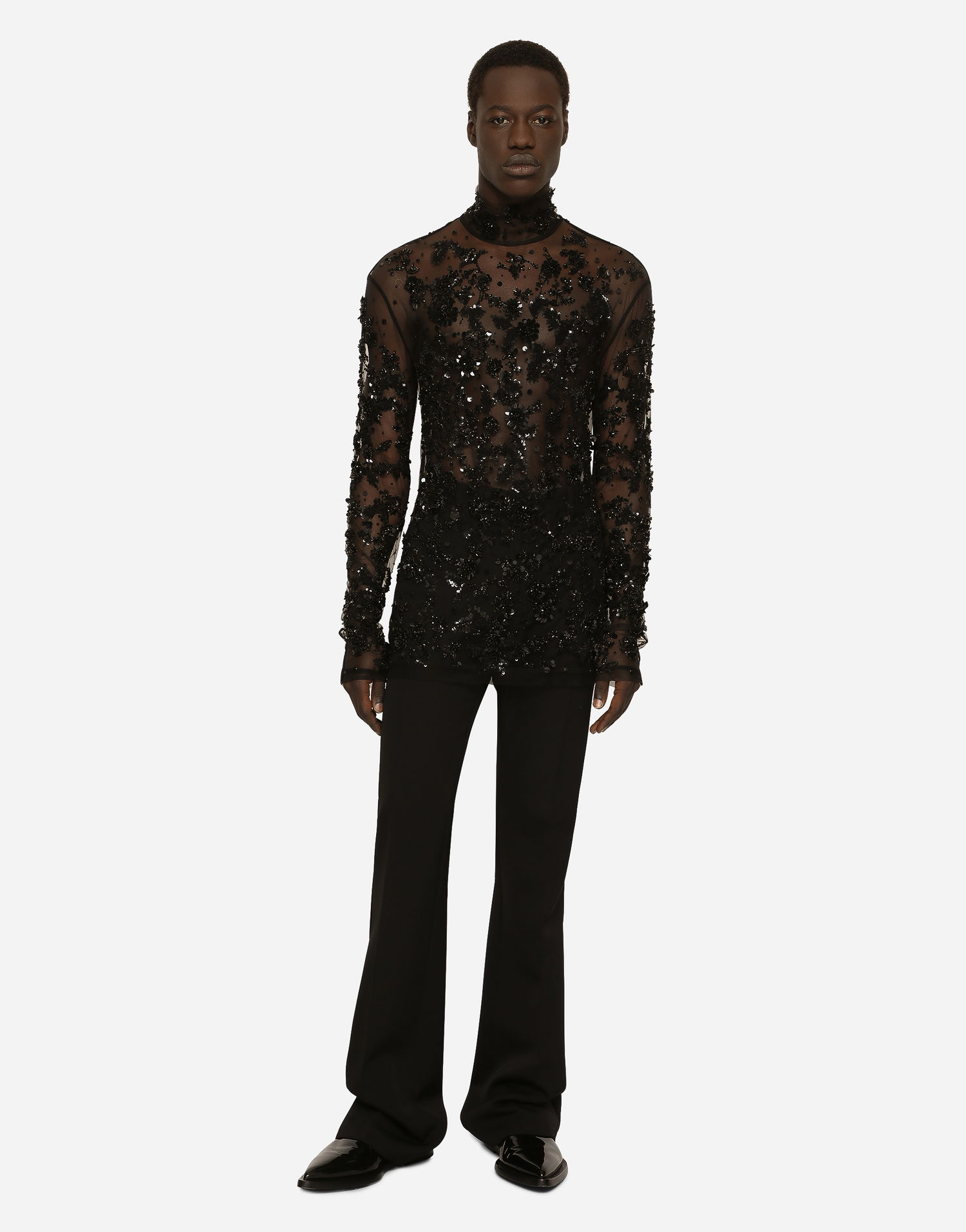 Tričko Dolce & Gabbana Sequined Tulle T-shirt Čierna | G8RD9ZG7KG4N0000, 1