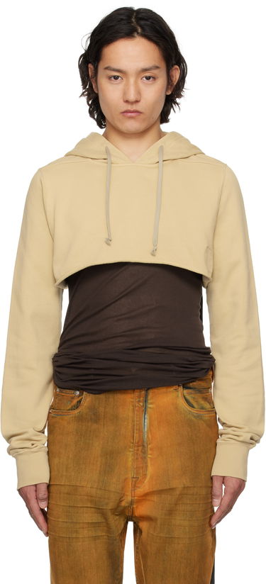 Mikina Rick Owens Rick Owens DRKSHDW Hollywood Cropped Hoodie Béžová | DU01E3257 FP, 0