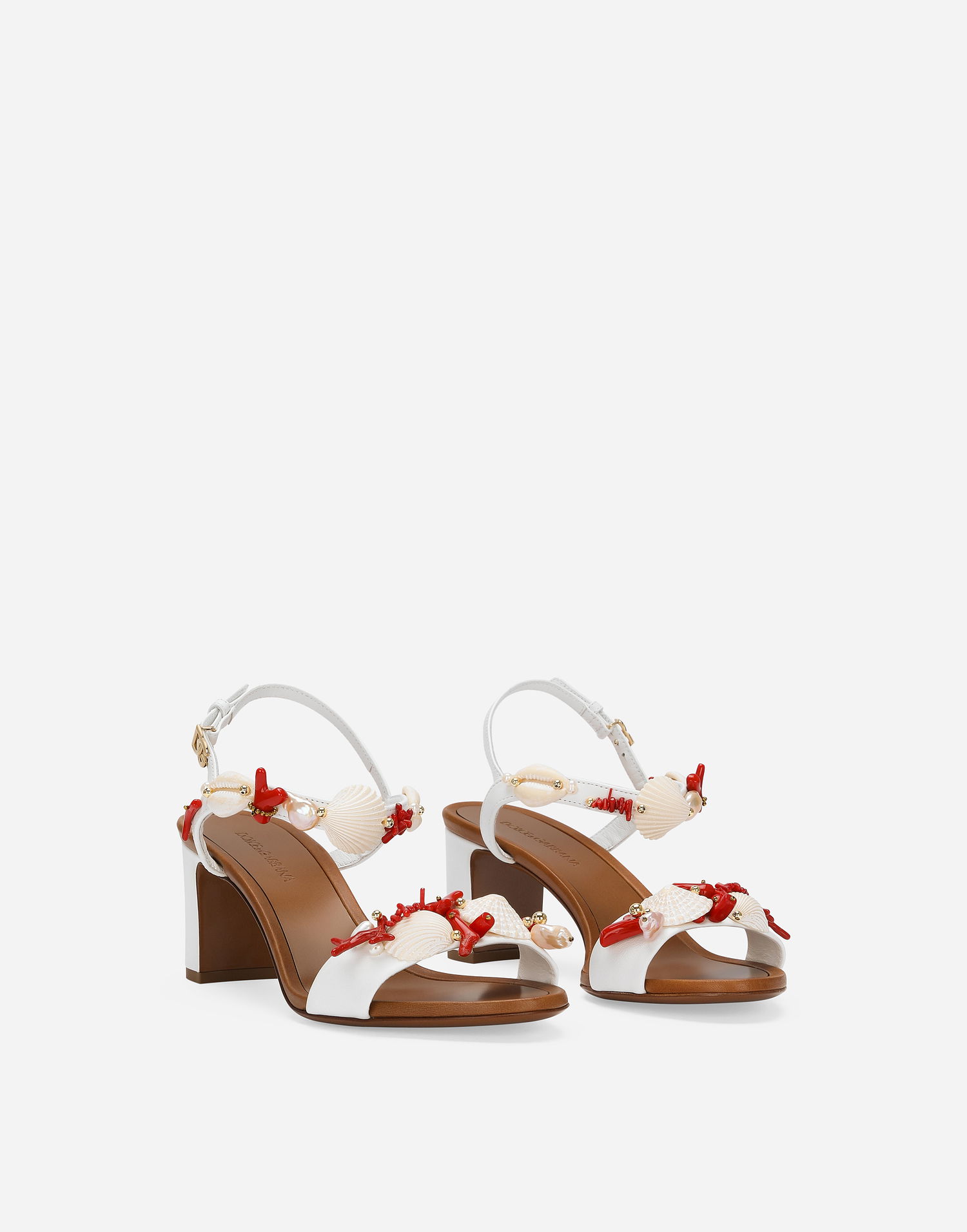 Tenisky a topánky Dolce & Gabbana Nappa Leather Sandals With Coral Embroidery Biela | CR1746AW1168V135, 1