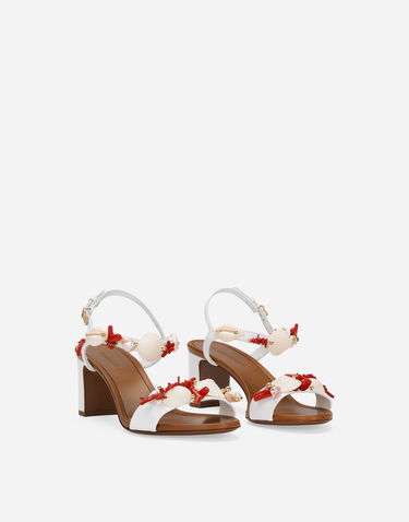 Tenisky a topánky Dolce & Gabbana Nappa Leather Sandals With Coral Embroidery Biela | CR1746AW1168V135, 1