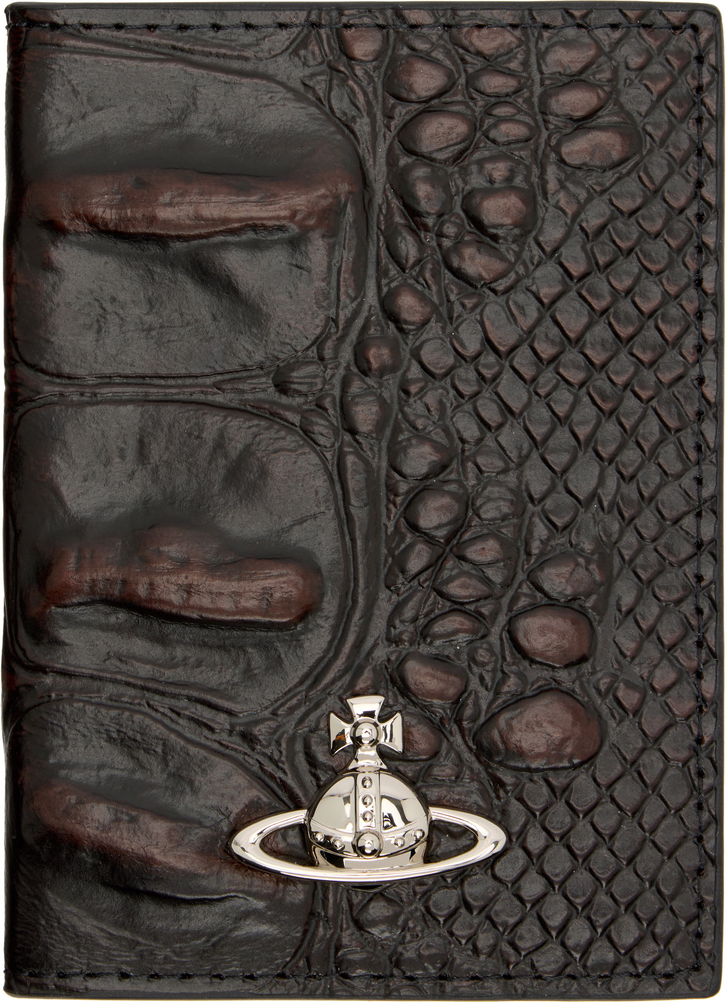 Peňaženka Vivienne Westwood Embossed Crocodile-Effect Vertical Card Holder with Orb Logo Hnedá | 5115002WW-L00BO-, 0