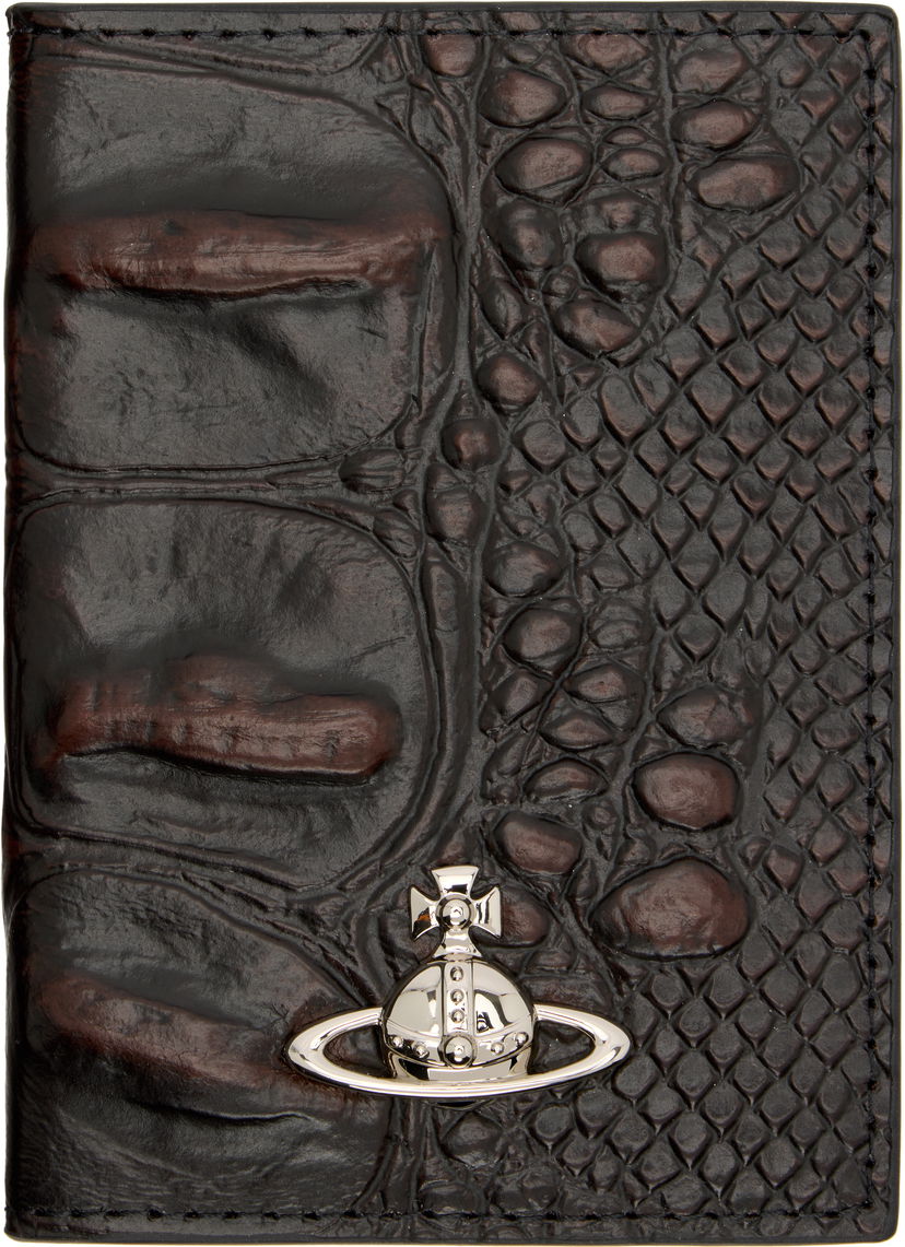 Peňaženka Vivienne Westwood Embossed Crocodile-Effect Vertical Card Holder with Orb Logo Hnedá | 5115002WW-L00BO-