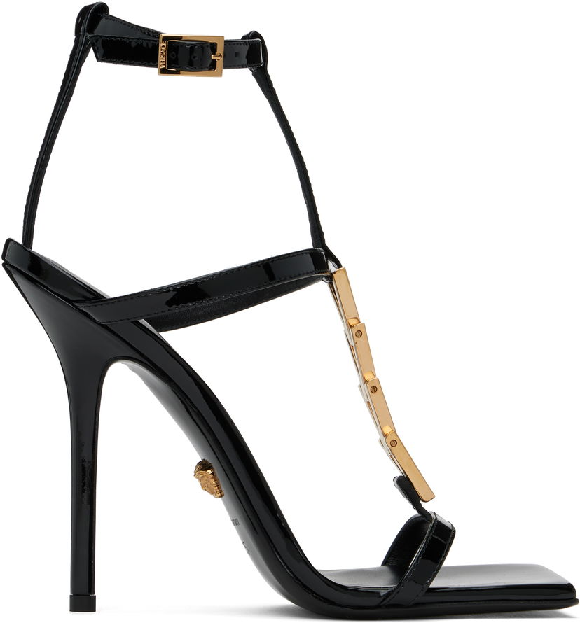 Šperky Versace Versace V2025 Chain Patent Heeled Sandals Čierna | 1018236_D2VE_1B00V