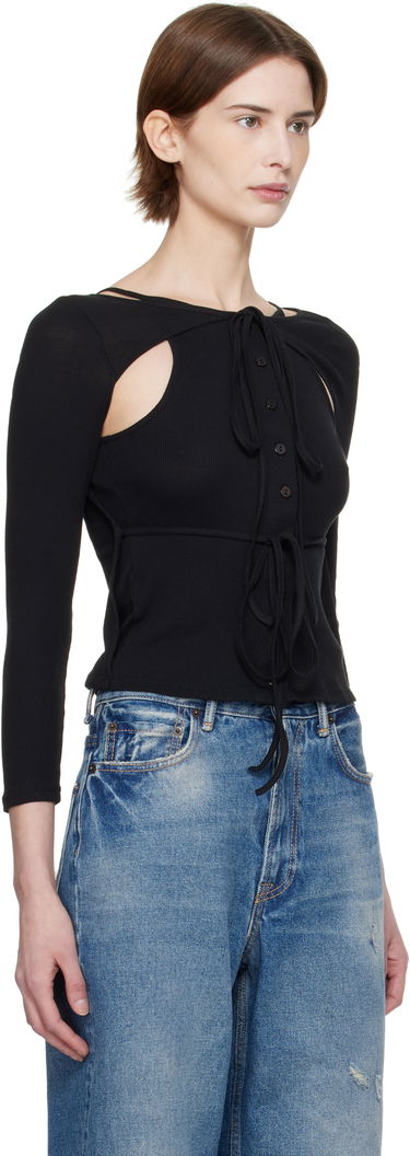 Sveter Eckhaus Latta Eckhaus Latta Ribbed Cutout Top Čierna | 1207-EL-PS25-A -, 1