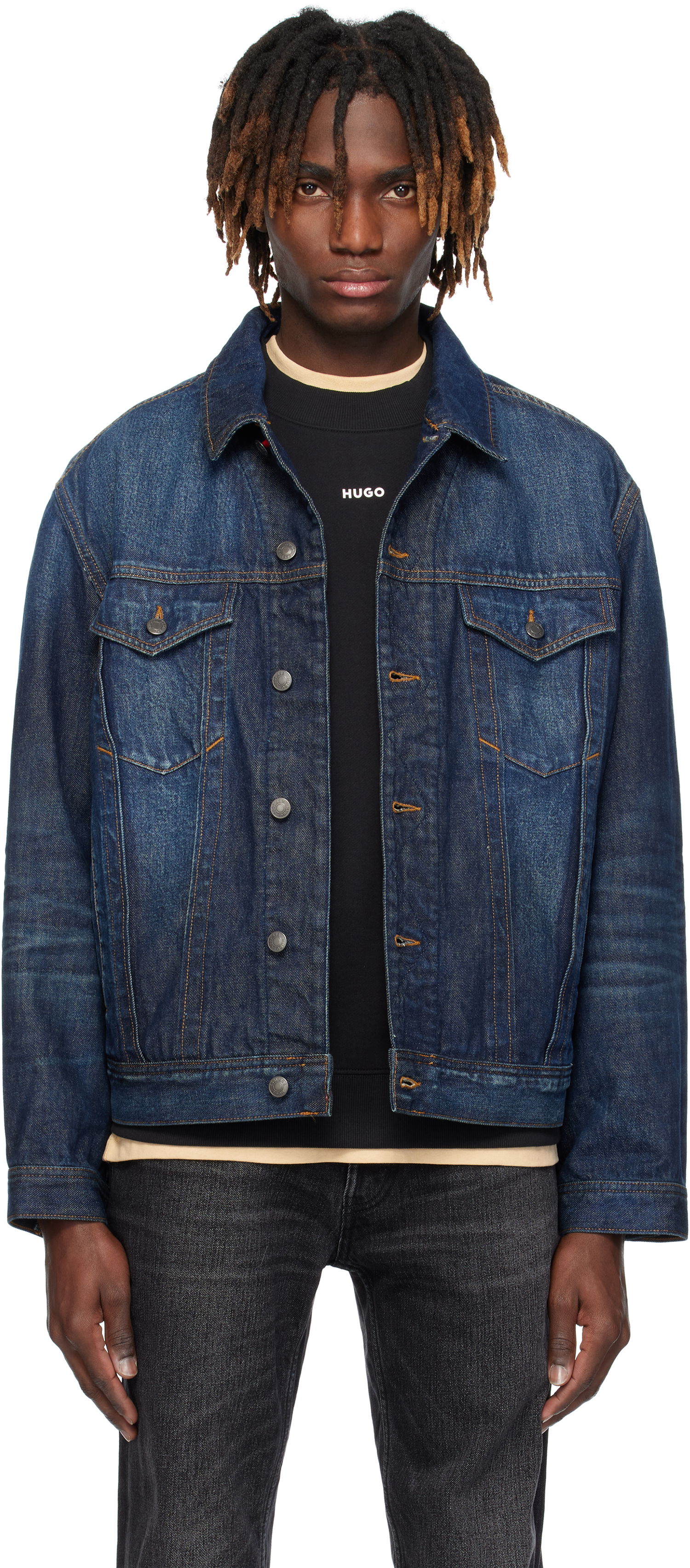 Bunda BOSS HUGO Adjustable Hem Denim Jacket Modrá | 50530639, 0