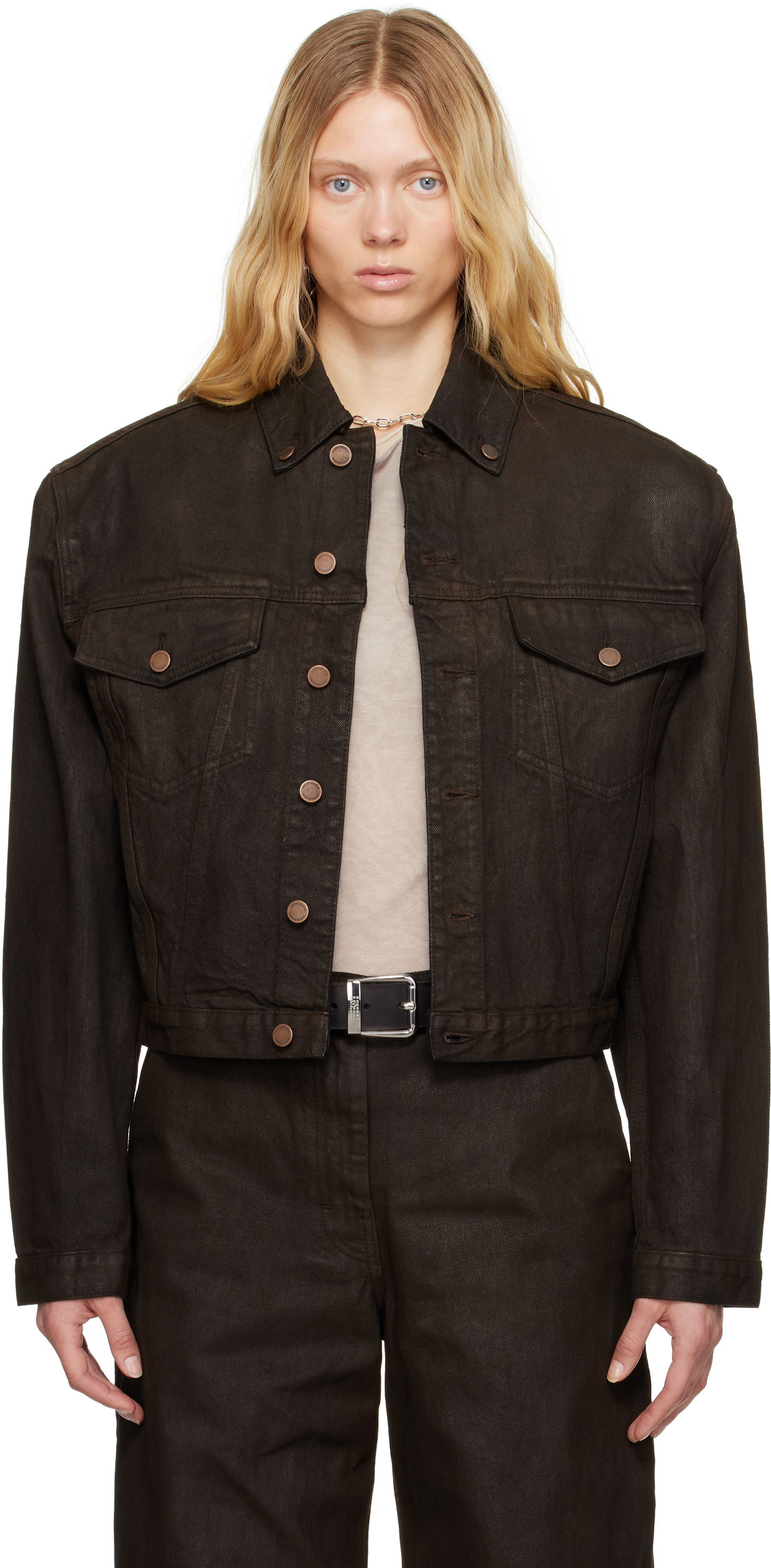 Bunda Entire Studios Entire Studios Shrunken Denim Jacket Hnedá | ESU-S25-11002-MU, 0