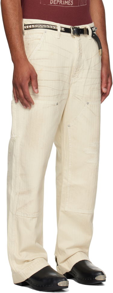 Nohavice Enfants Riches Déprimés Enfants Riches Déprimés Double Knee Paint Denim Trousers Biela | 050-409, 1
