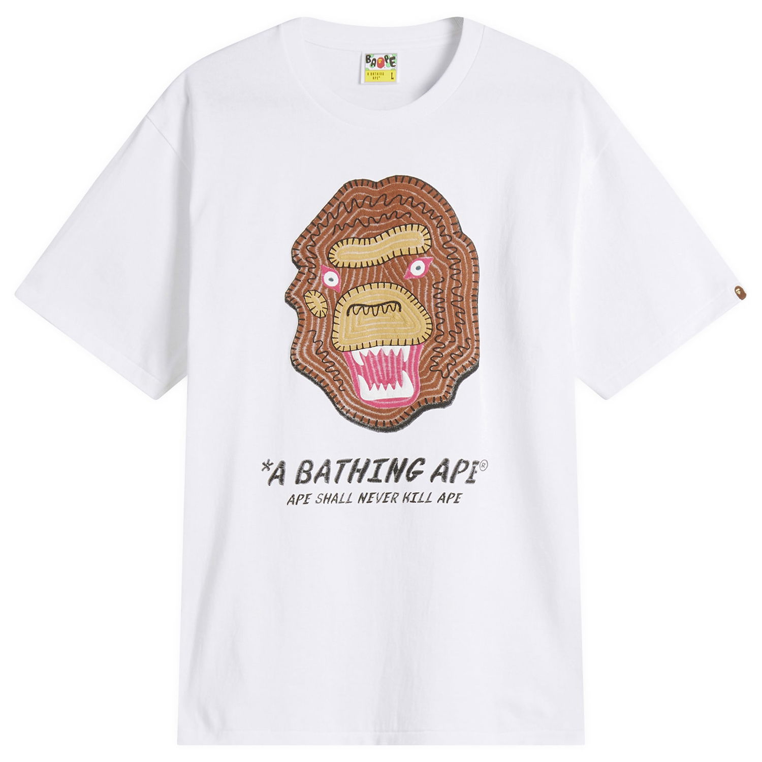 Tričko BAPE A Bathing Ape Embroidery Souvenir Logo T-Shirt, Size Large Biela | 001TEL301049M-WHT, 0