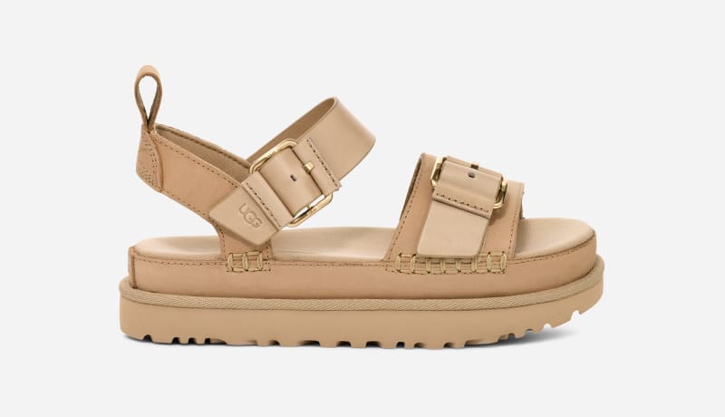 Tenisky a topánky UGG Goldenstar Villa Leather Platform Buckle Sandals Béžová | 1167392-MDSD