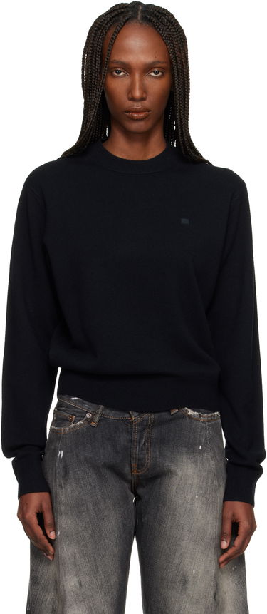 Sveter Acne Studios Acne Studios Face-Patch Crewneck Sweater Čierna | C60115-900101, 0