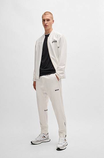 Tričko BOSS Matteo Berrettini Stretch-Jersey T-Shirt with Signature Details Čierna | 50521983, 1