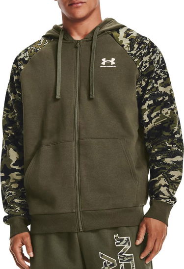 Mikina Under Armour RIVAL FLC CAMO SCRIPT Full-Zip Hooded Sweatshirt Zelené | 1366310-390, 0
