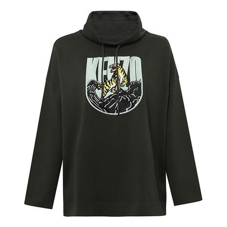 Mikina KENZO KENZO Tiger Graphic Cowl Neck Sweatshirt Zelené | F962SW6094X5-51