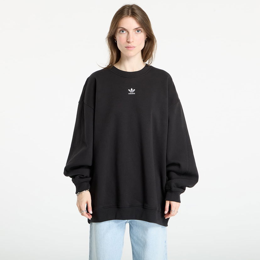 Mikina adidas Originals Essentials Fleece Long Oversized Crew Sweatshirt Čierna | IY1834