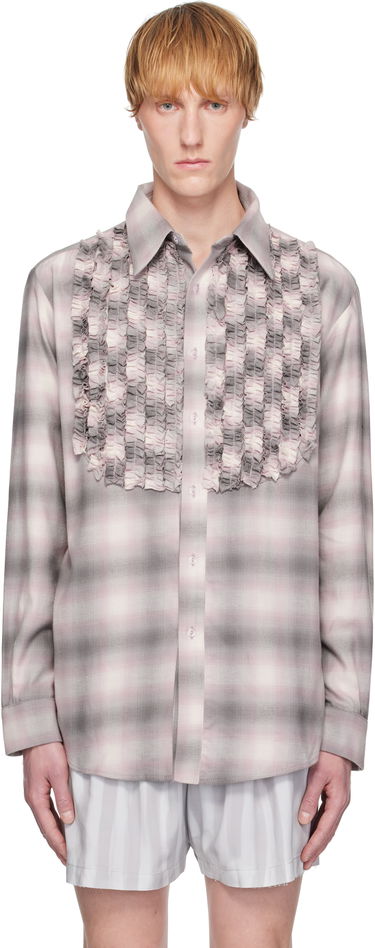Košeľa Collina Strada Collina Strada Tuxedo Ruffle Plaid Button-Up Shirt Ružová | XX3076, 0