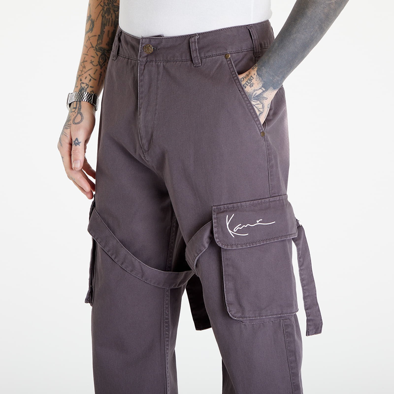 Small Signature Washed Cargo Pants Gray