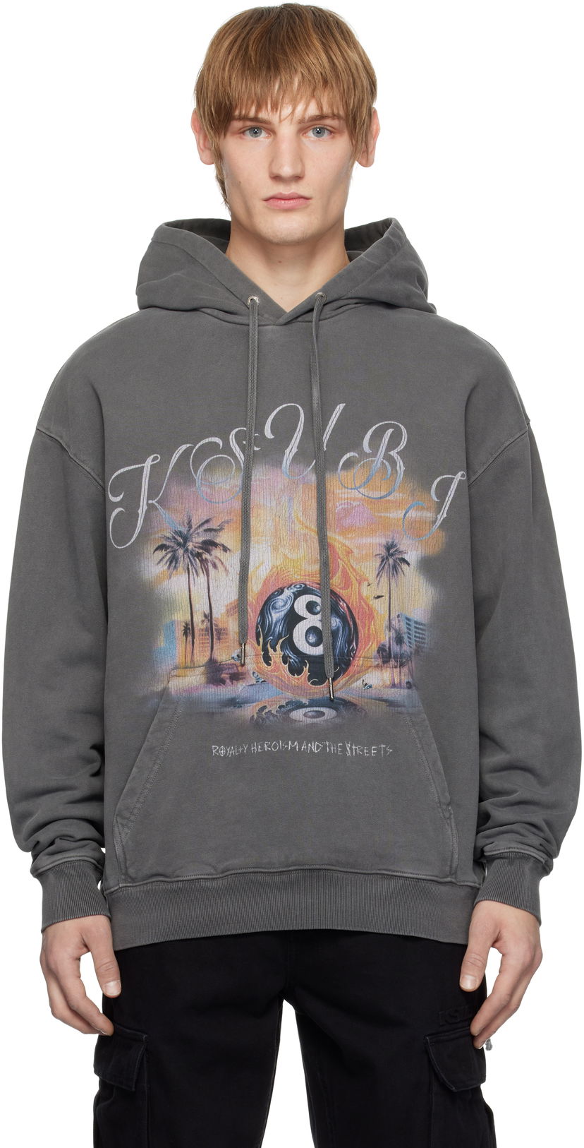 Mikina Ksubi World Order Graphic Print Hoodie Šedá | MPS25FL012