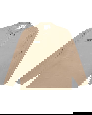 Polo tričko adidas Originals Originals SPZL Ravensworth Long-sleeve Textured Knit Polo Shirt Béžová | KA3906, 0