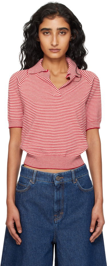 Polo tričko Max Mara Weekend Max Mara Striped Knit Polo Červená | 2525366131600, 0