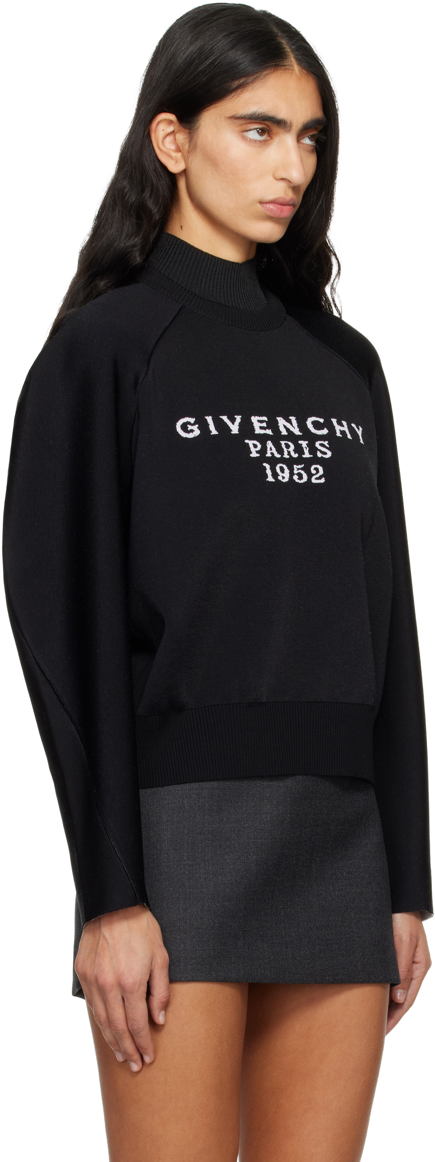 Sveter Givenchy Givenchy Paris 1952 Embroidered Mock Neck Sweater Čierna | BW90VC4ZSL001, 1