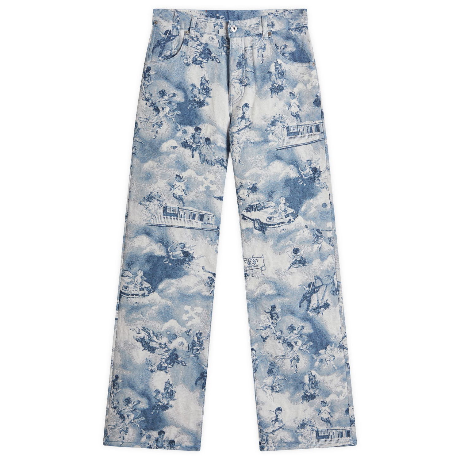 Džínsy Off-White Off-White Fresco Tapestry Wide 5 Pocket Jeans Size 30 Modrá | OWYA062S25FAB0014200, 0