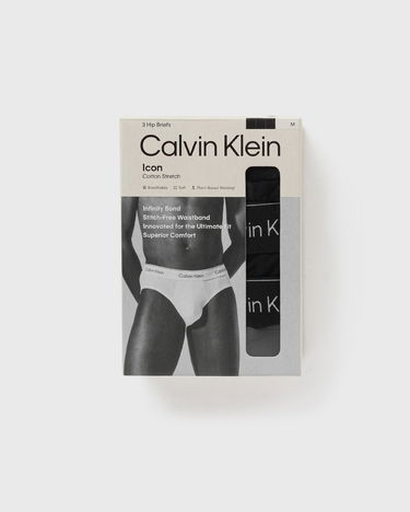 Spodná bielizeň a ponožky CALVIN KLEIN Hip Brief Icon Cotton Stretch 3-Pack Čierna | LV00NB4388TM6, 2