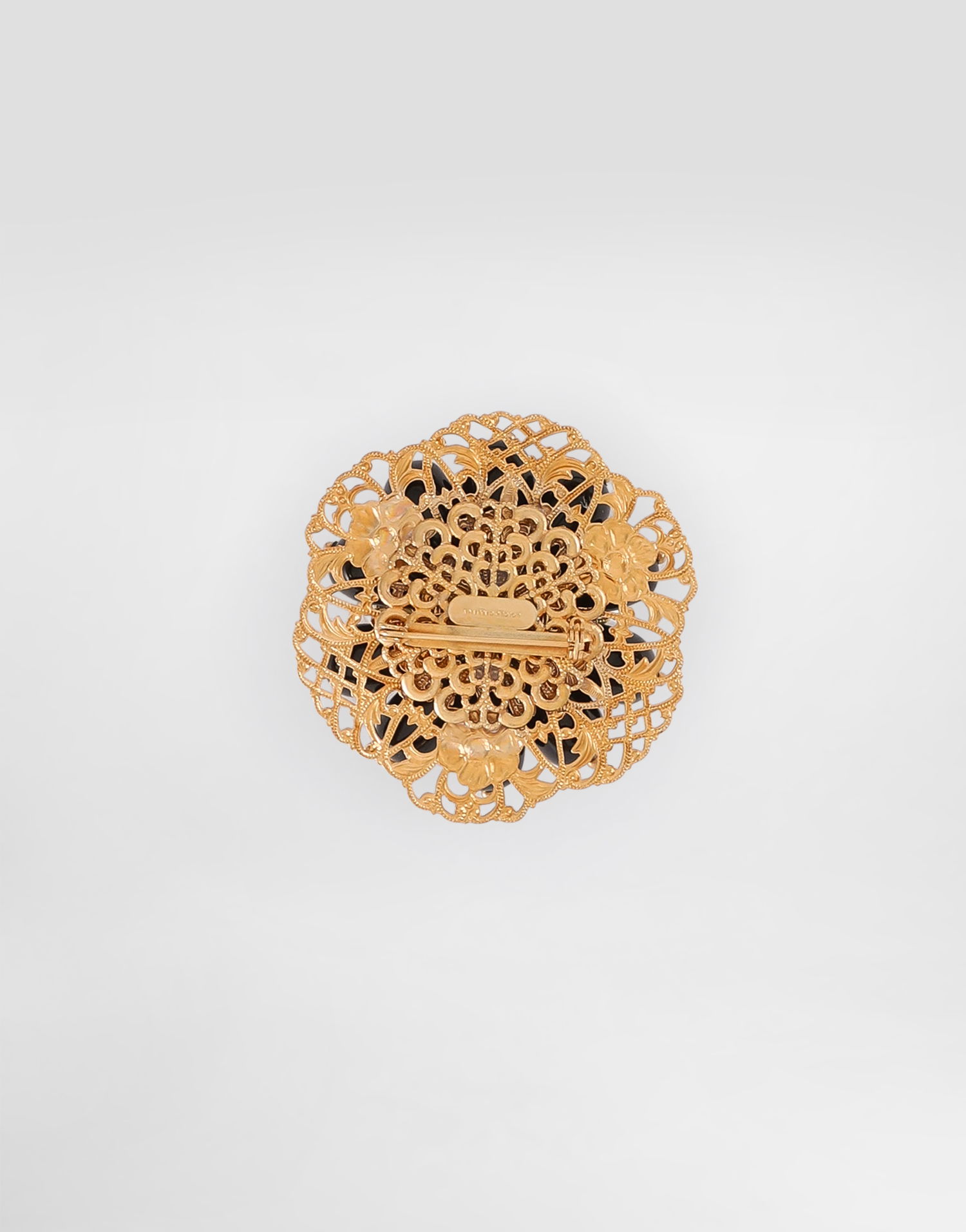 Spona Dolce & Gabbana Dolce & Gabbana Gold Tone Floral Brooch with Black and White Beads Čierna | WPR1I2W1111ZOO00, 1