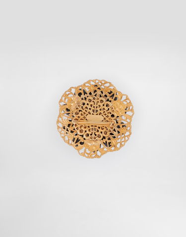 Spona Dolce & Gabbana Dolce & Gabbana Gold Tone Floral Brooch with Black and White Beads Čierna | WPR1I2W1111ZOO00, 1