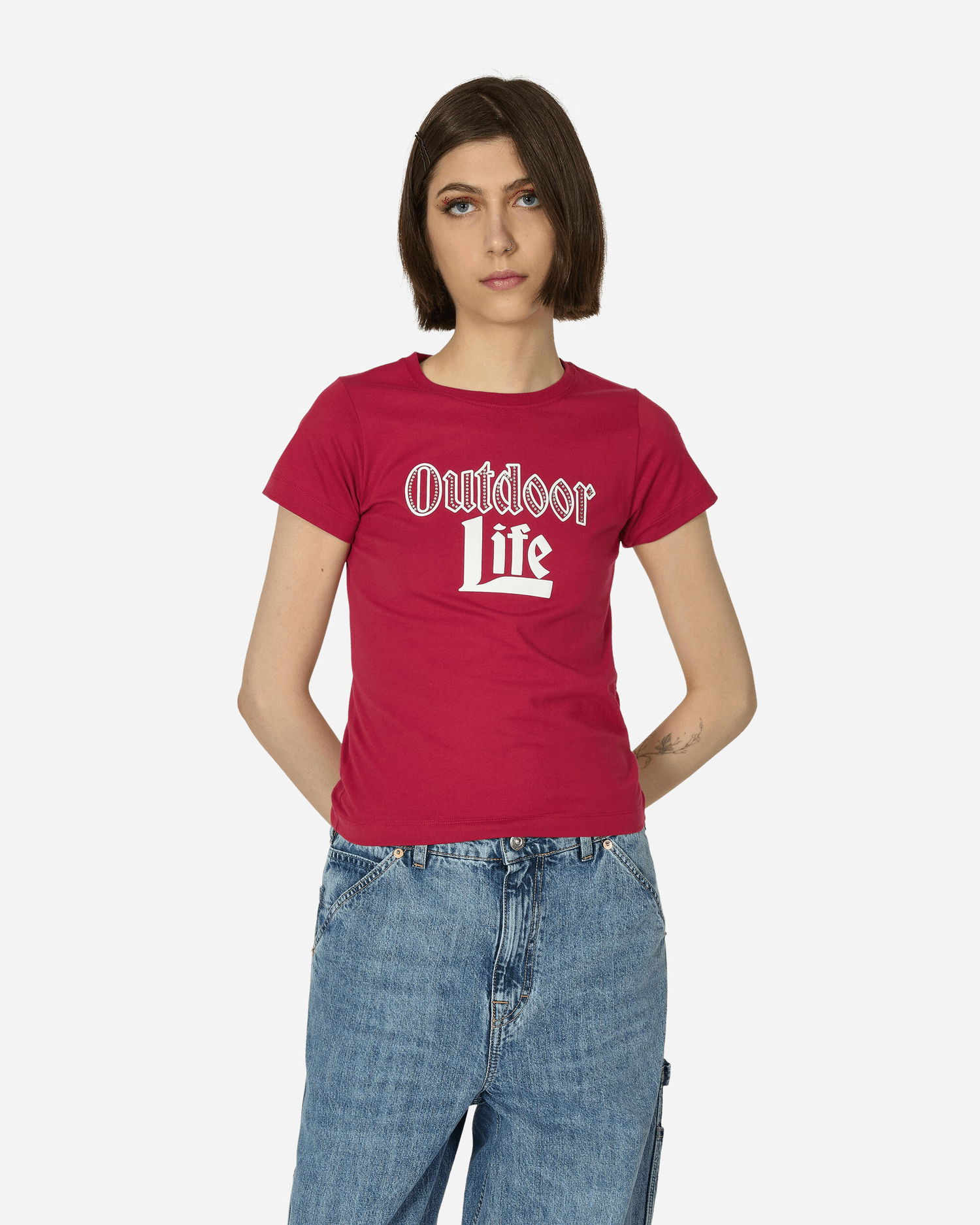 Tričko Stockholm (Surfboard) Club Fitted Rhinestone T-Shirt Pink Červená | W1000099 1, 1
