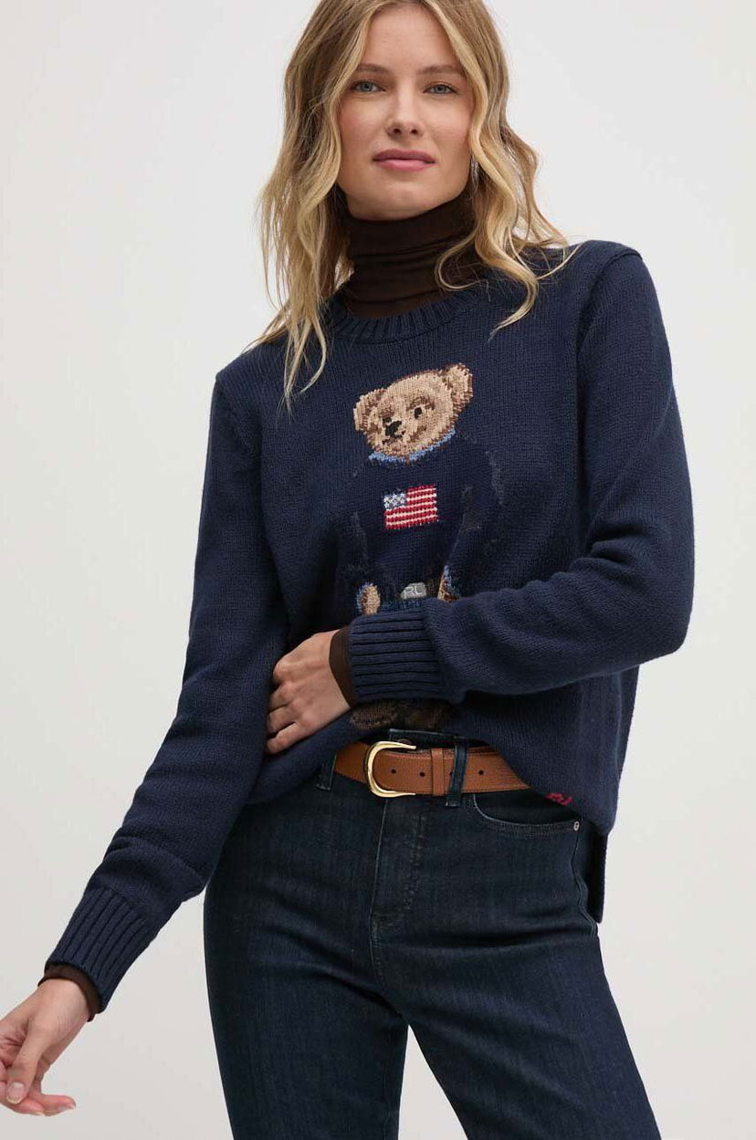 Sveter Polo by Ralph Lauren Navy Blue Sweater with Bear Navy | 211927070