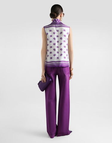 Košeľa Dolce & Gabbana Dolce & Gabbana DG Logo Silk Twill Sleeveless Top Fialová | F7AN7THI1Z5HA9AP, 2