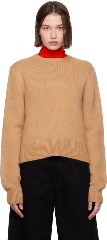 Sveter TOTEME TOTEME Cropped Crew-Neck Knit Sweater Hnedá | 244-WRT0404-YA0126, 0