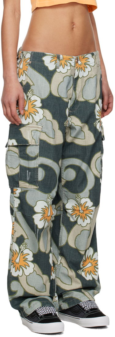 Cargo nohavice ERL Embroidered Floral Print Cargo Pants Žltá | ERL06P001, 4