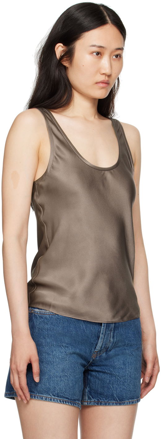 Tielko Anine Bing Silk Scoop Neck Tank Top Hnedá | A-07-0839-BWN27, 1