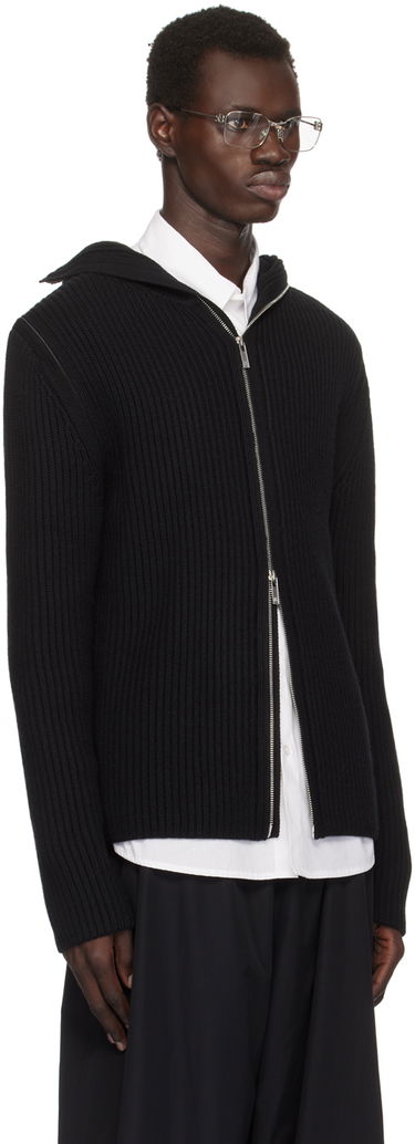 Sveter Helmut Lang Helmut Lang Rib Knit Zip Hoodie Čierna | O07HM799, 1