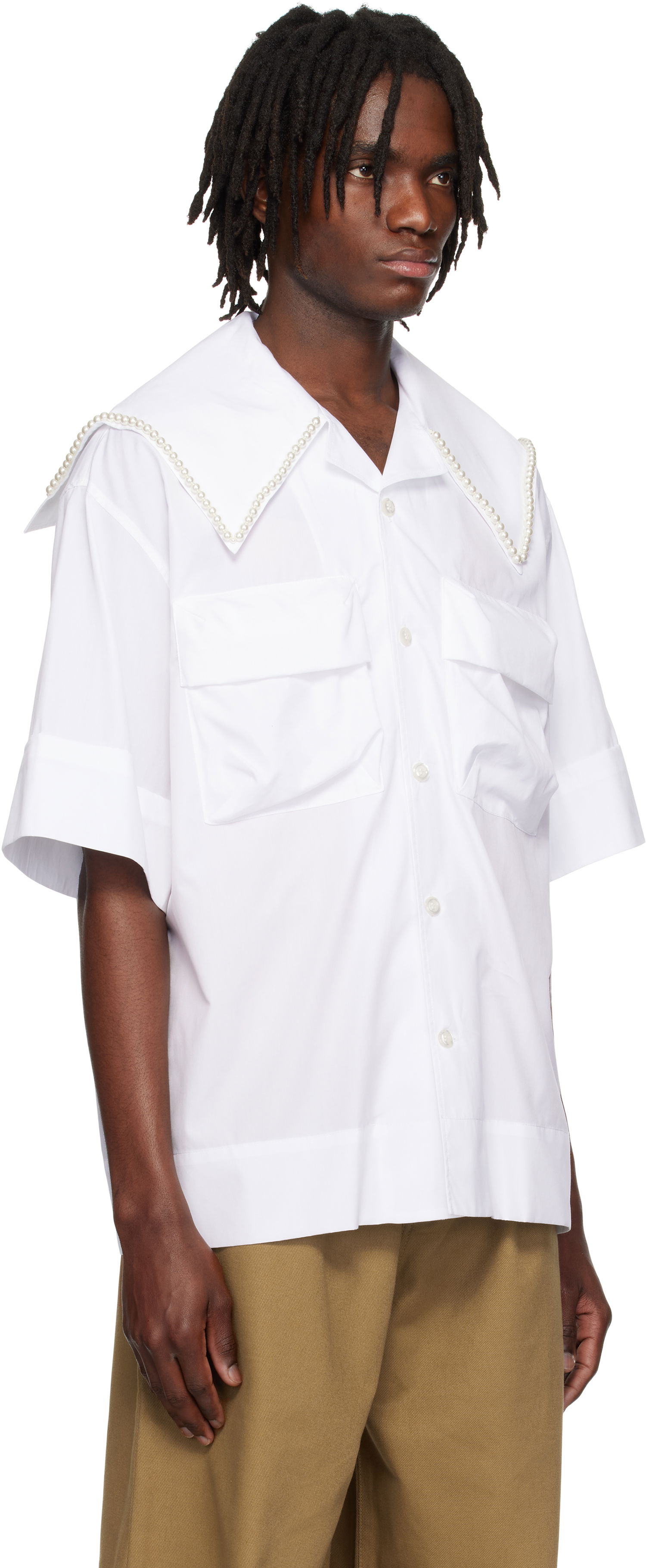 Košeľa Simone Rocha Simone Rocha Cargo Flap Pocket Sailor Collar Shirt Biela | 5312B 1025, 1
