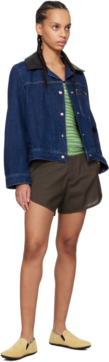 Bunda Wales Bonner Wales Bonner Denim Jacket with Faux Leather Collar Modrá | WS25DE14-DE01-599, 3