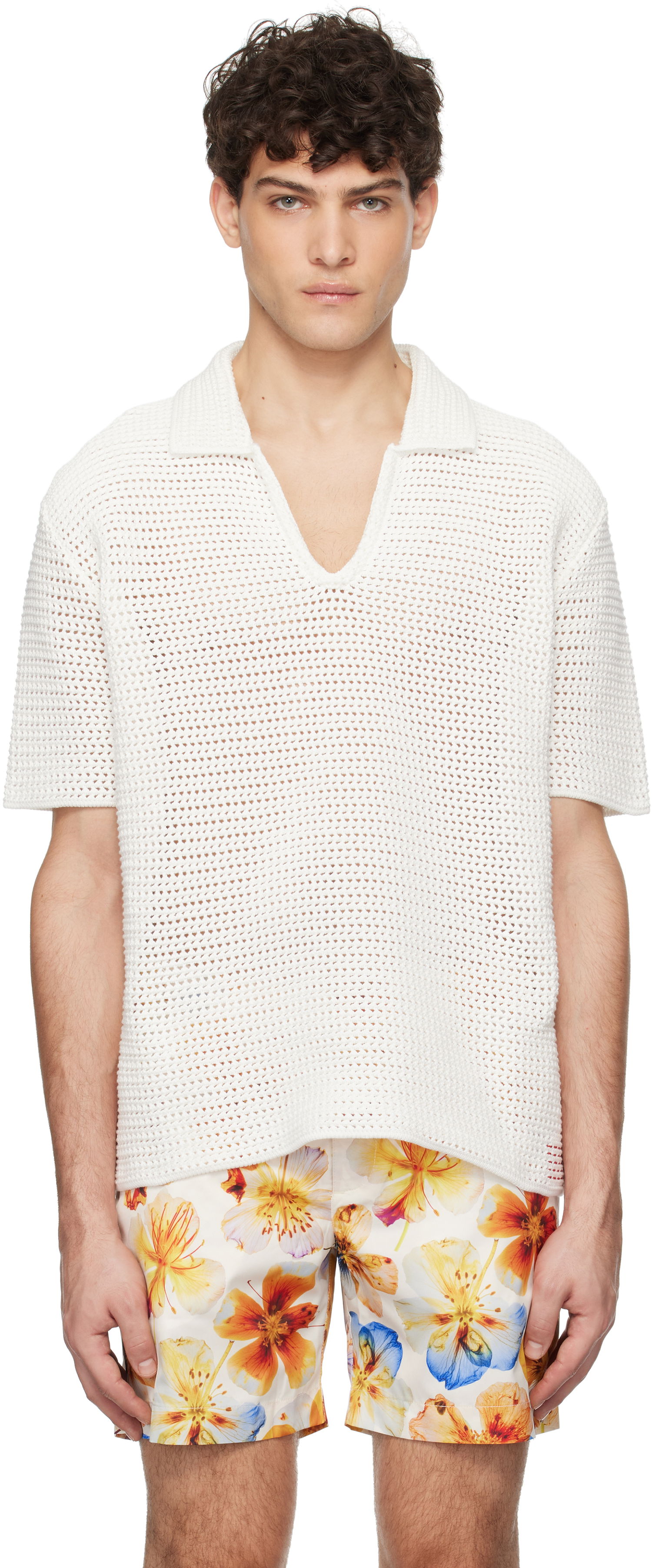 Košeľa Orlebar Brown Batten Crochet Polo Shirt Biela | 277182, 0