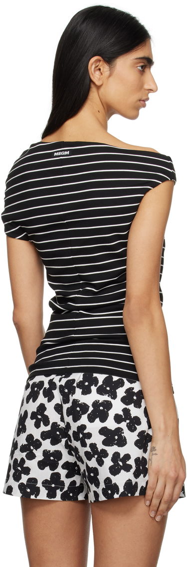 Tielko MSGM MSGM Striped Off-Shoulder Top Čierna | 3841MDM02 257115, 2